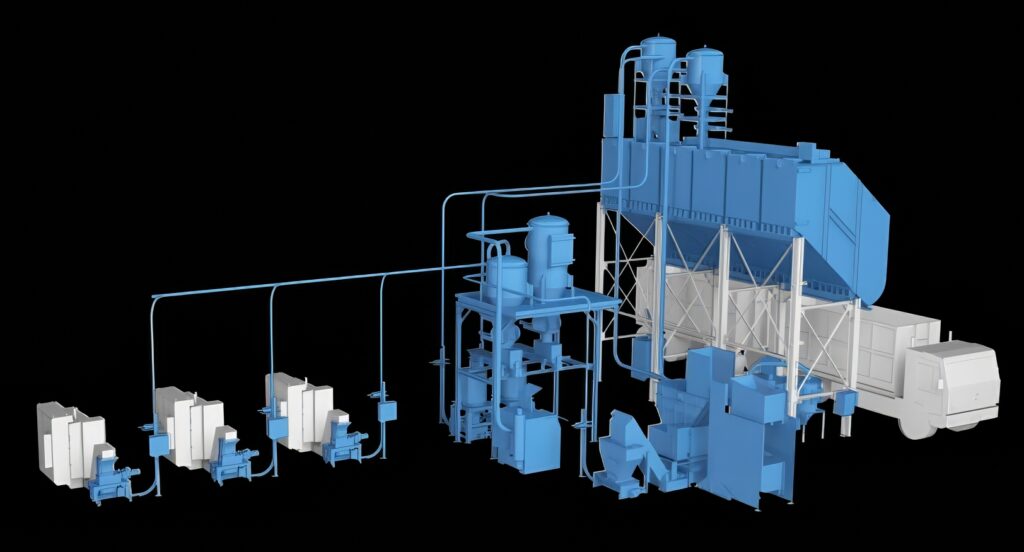 ARP machining & die casting recycling tech 2 ARP Chip extraction system with centrifuges and silo distribution